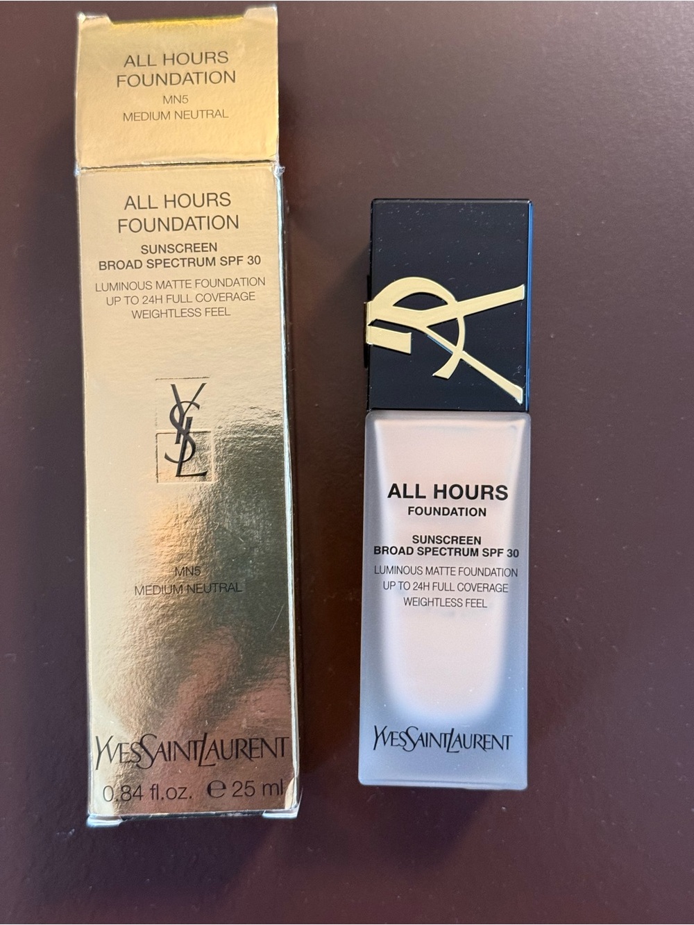 NIB YSL All Hours Foundation MN5 Medium Neutral SPF 30 25ml